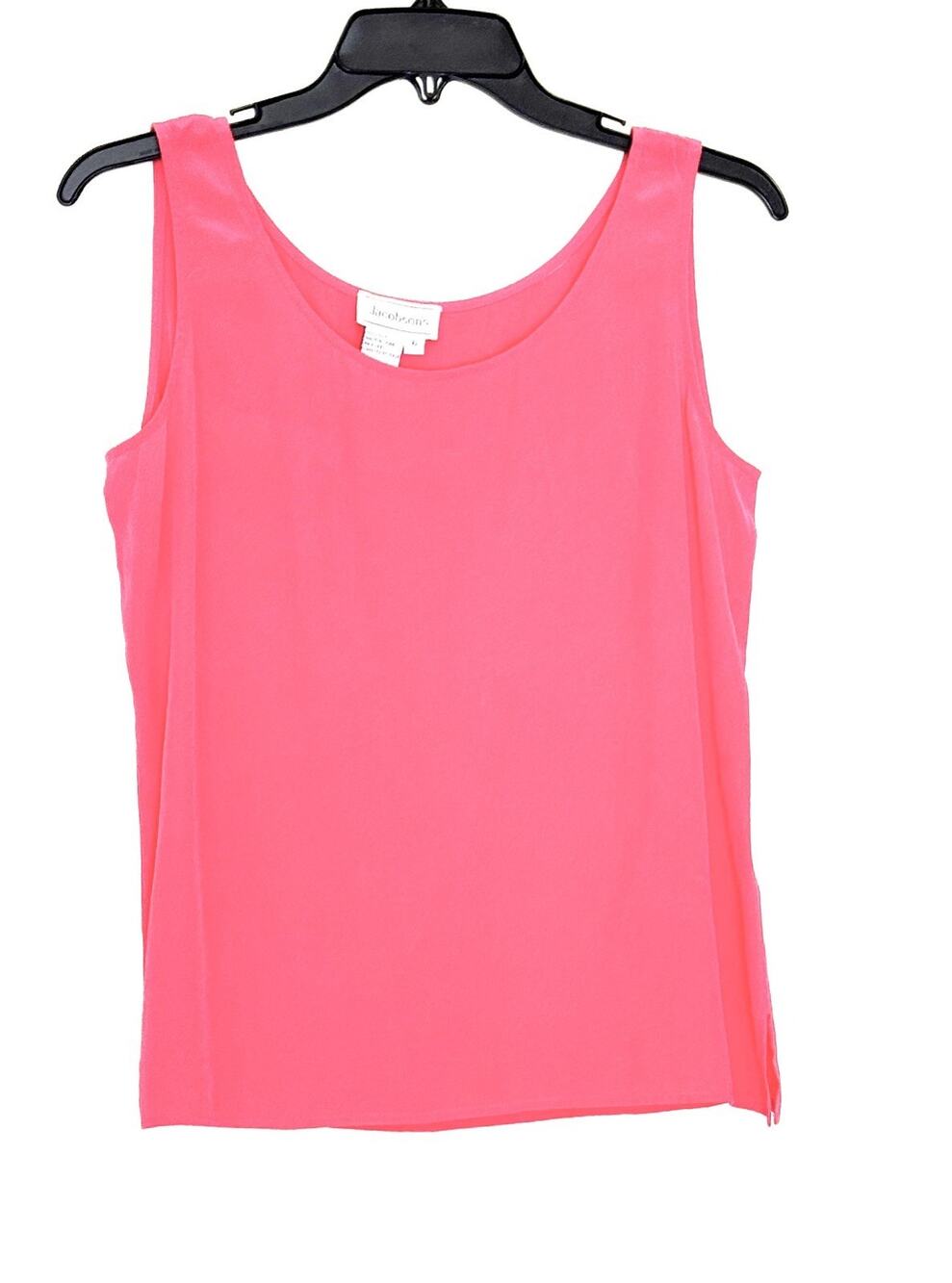 Vintage Jacobson's 100% Silk Tank Top 6 S Hot Pink Fuchsia Camisole Scoop Neck